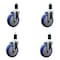 Service Caster 5'' Blue Poly Wheel Swivel 1-3/8'' Expanding Stem Caster Set, 4PK SCC-EX20S514-PPUB-BLUE-138-4 - alternate 1